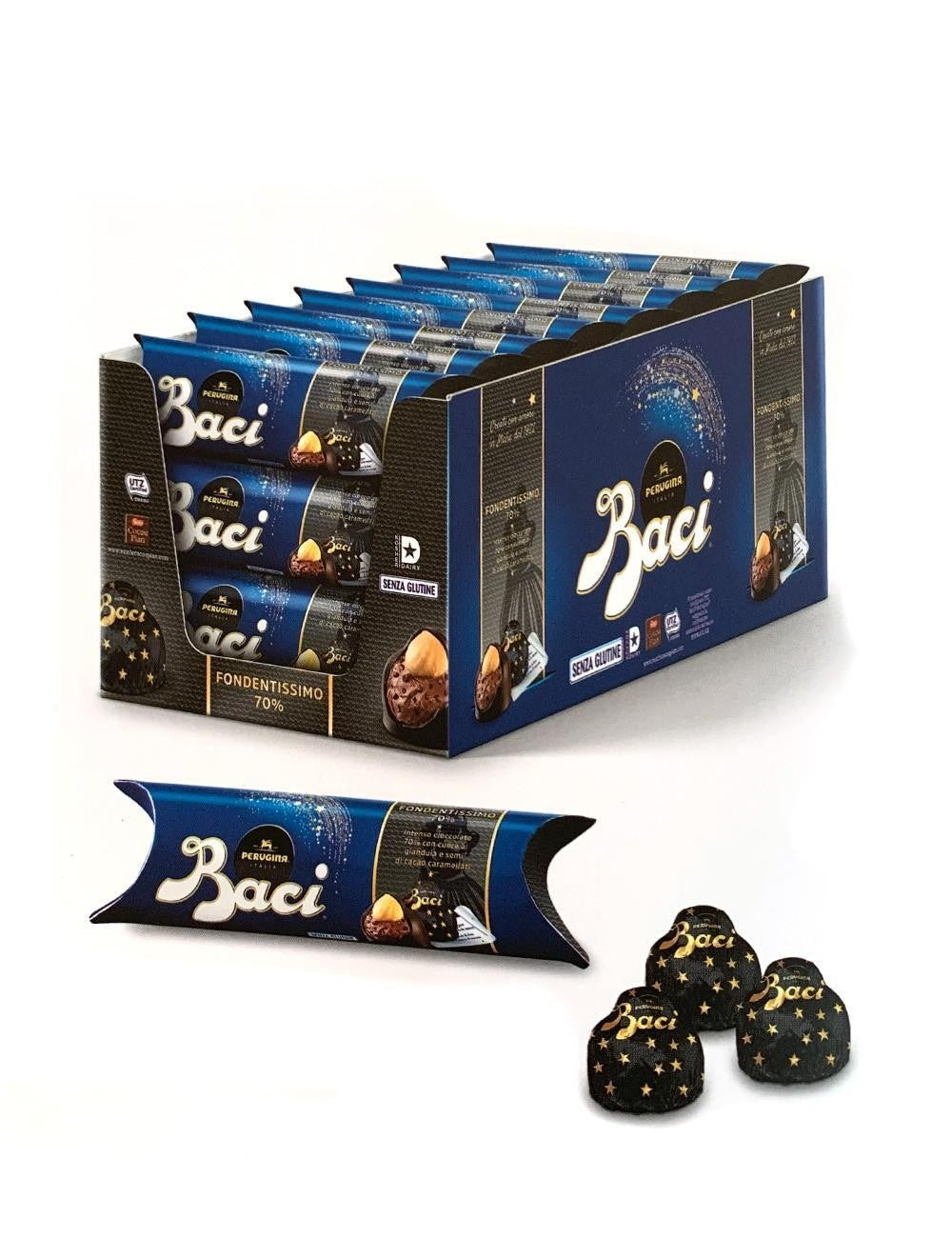 Baci Perugina Dunkle Schokolade 70 % – 21 Tuben mit 3 Pralinen – 37,5 g